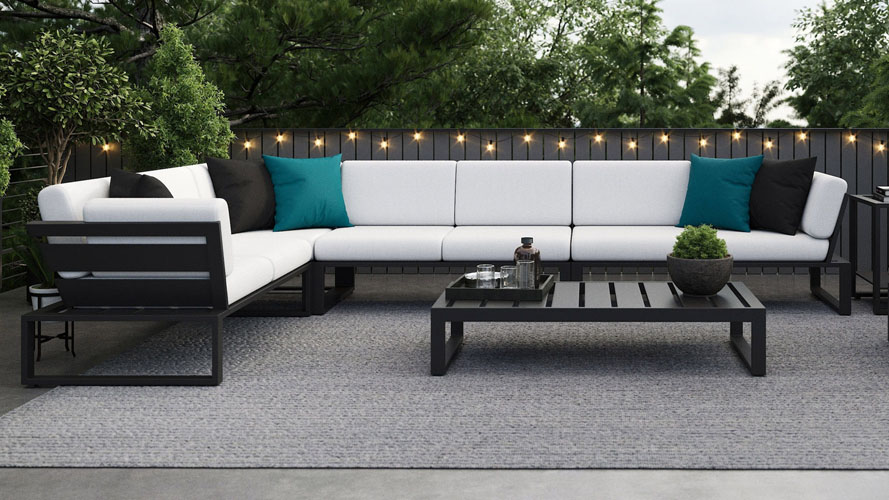 Kore Outdoor Sectional - Black/White